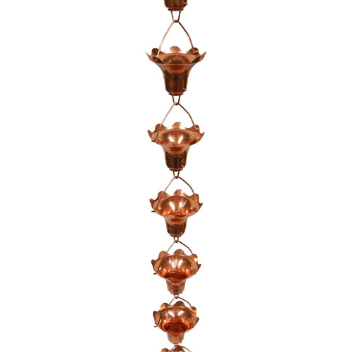 Pure Solid Copper Flower Funnel Design 8-Foot Rain Chain